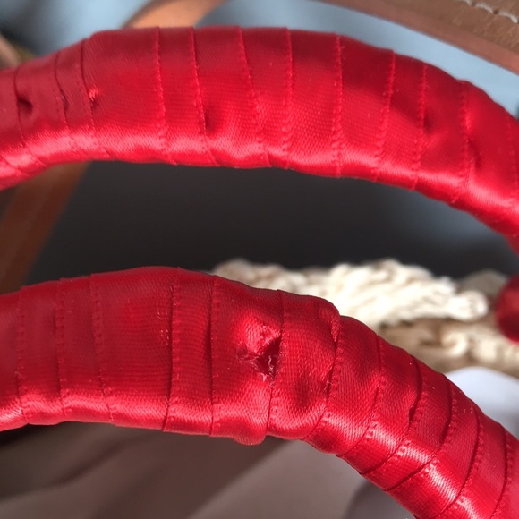 NWOT J. Crew colorful round straw pom pom crossbody circle tote hobo boho bag - Picture 11 of 16